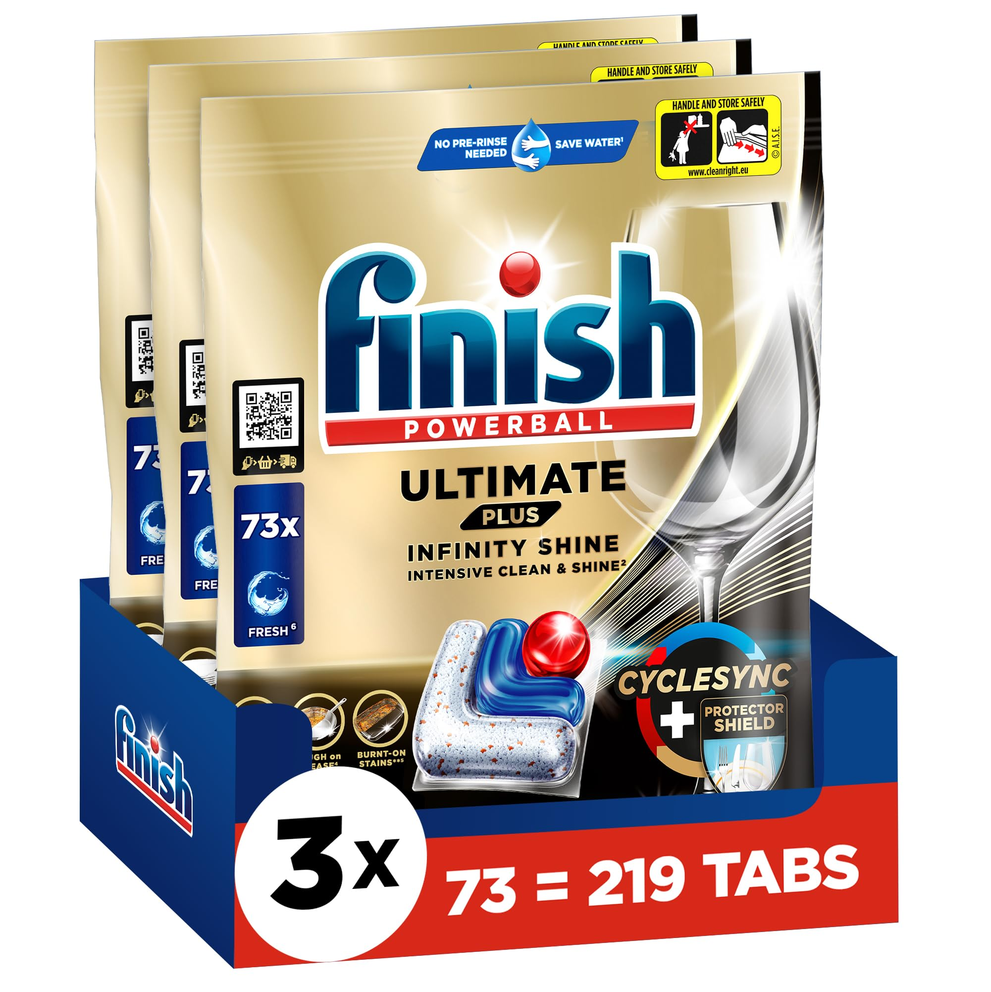 Finish Powerball Tabs: 3x73 Tabs für intensive Reinigung und Glanz.