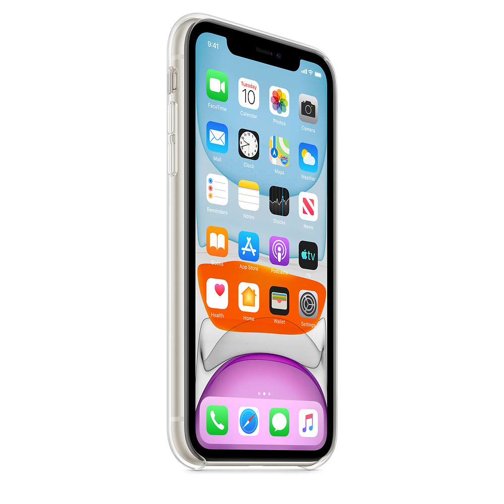 Ein klares iPhone mit weißem Gehäuse zeigt Apps auf seinem Bildschirm. Es ist 9:41 Uhr.
