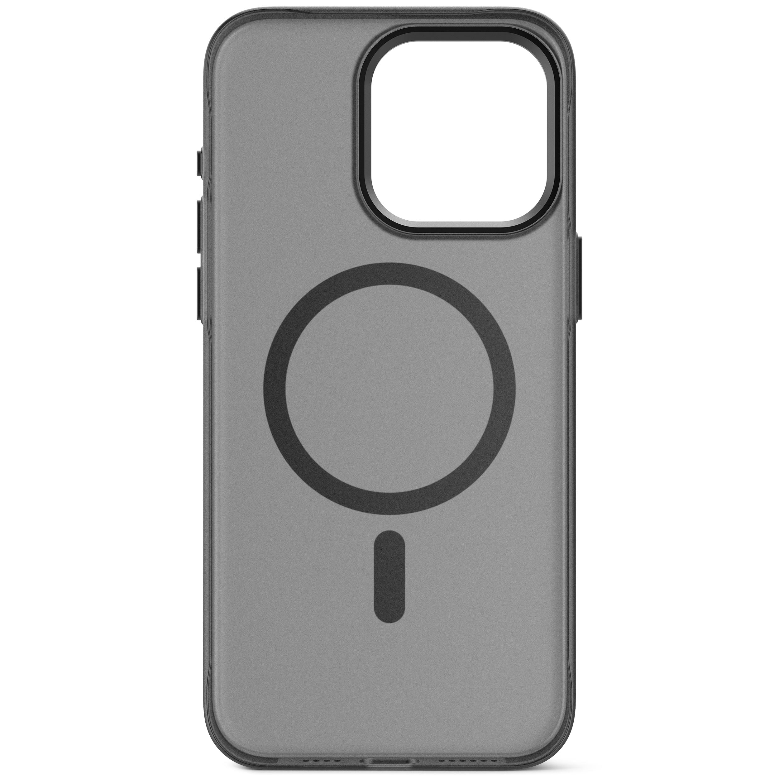 Custodia grigia per telefono con anello MagSafe e ritaglio fotocamera.