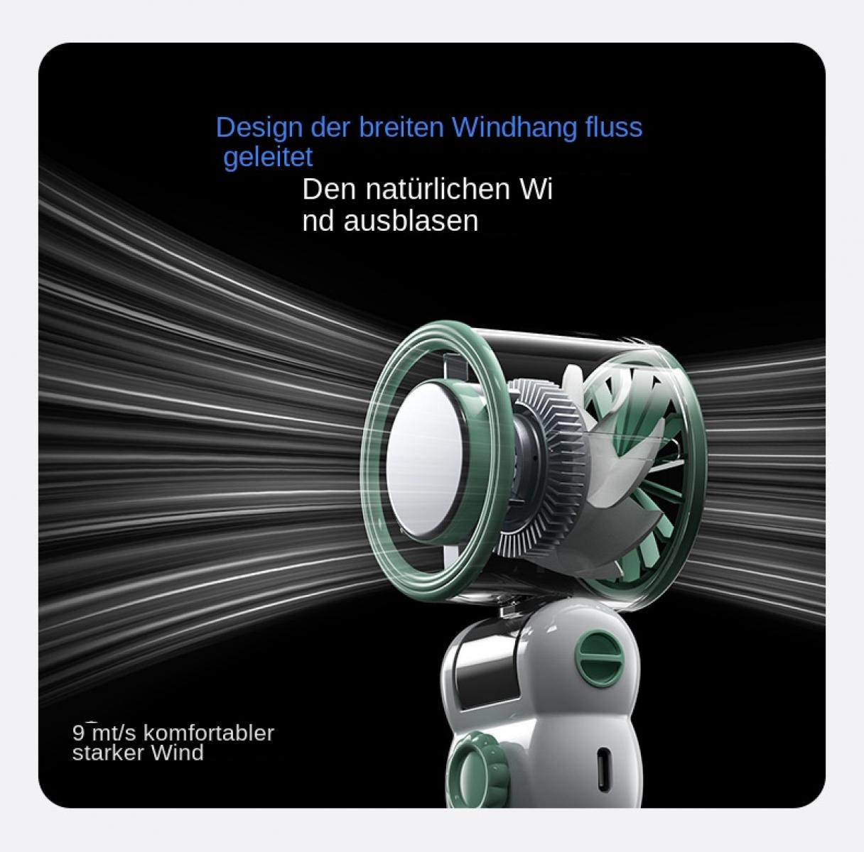 Ein Ventilator mit breitem Luftstrom, der natürlichen Wind erzeugt.