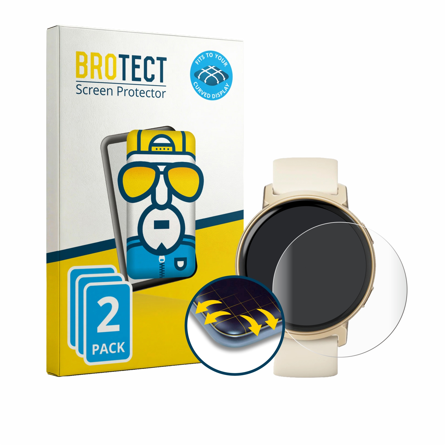 BROTECT Displayschutzfolie für eine Smartwatch, 2er-Pack.
