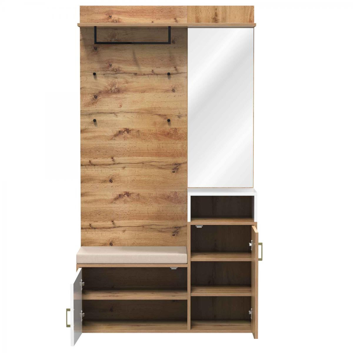 FLYSTAR Garderoben-Set Flur mit Spiegel Schuhschrank Organizer