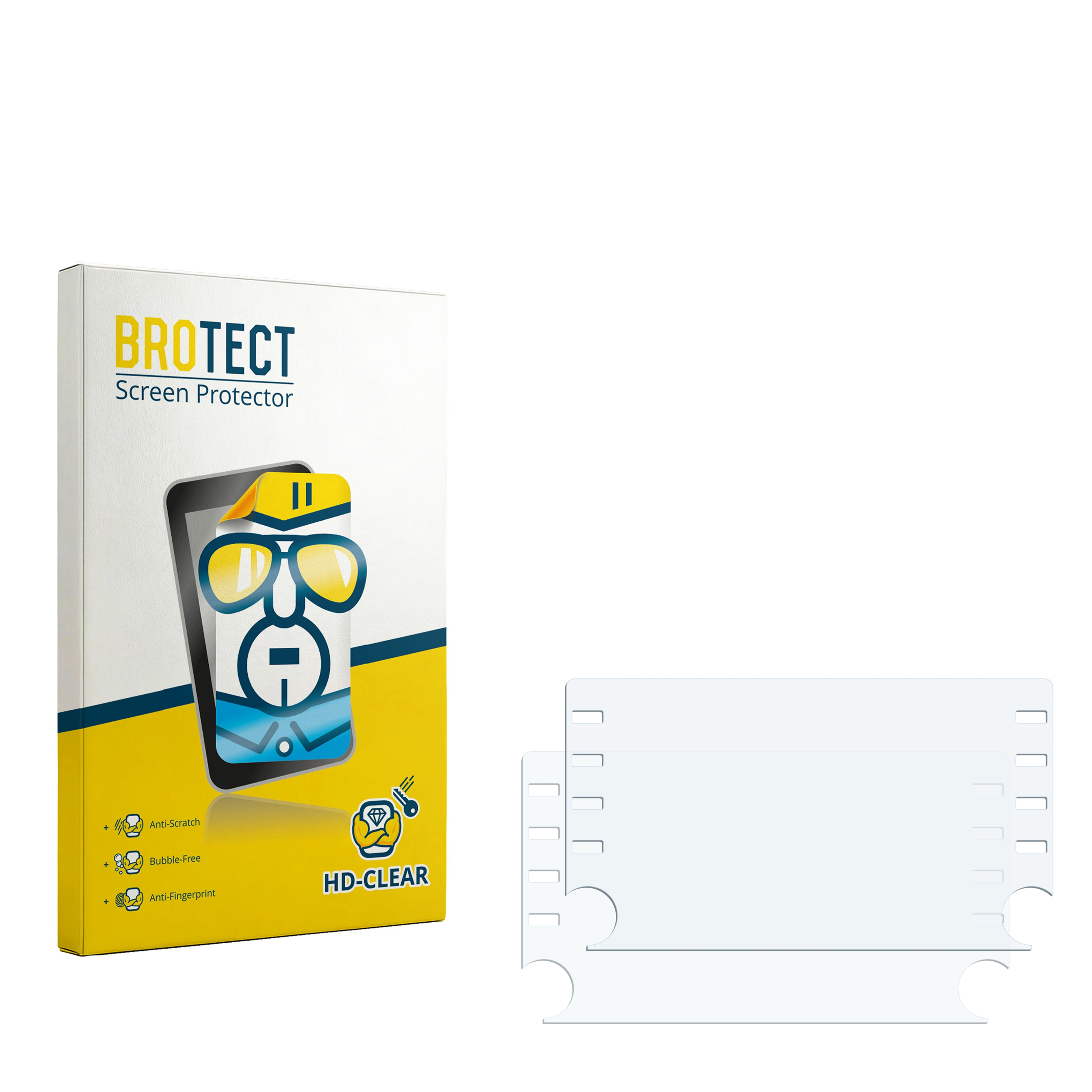 Verpackung für BROTECT Displayschutzfolie und zwei Folien.