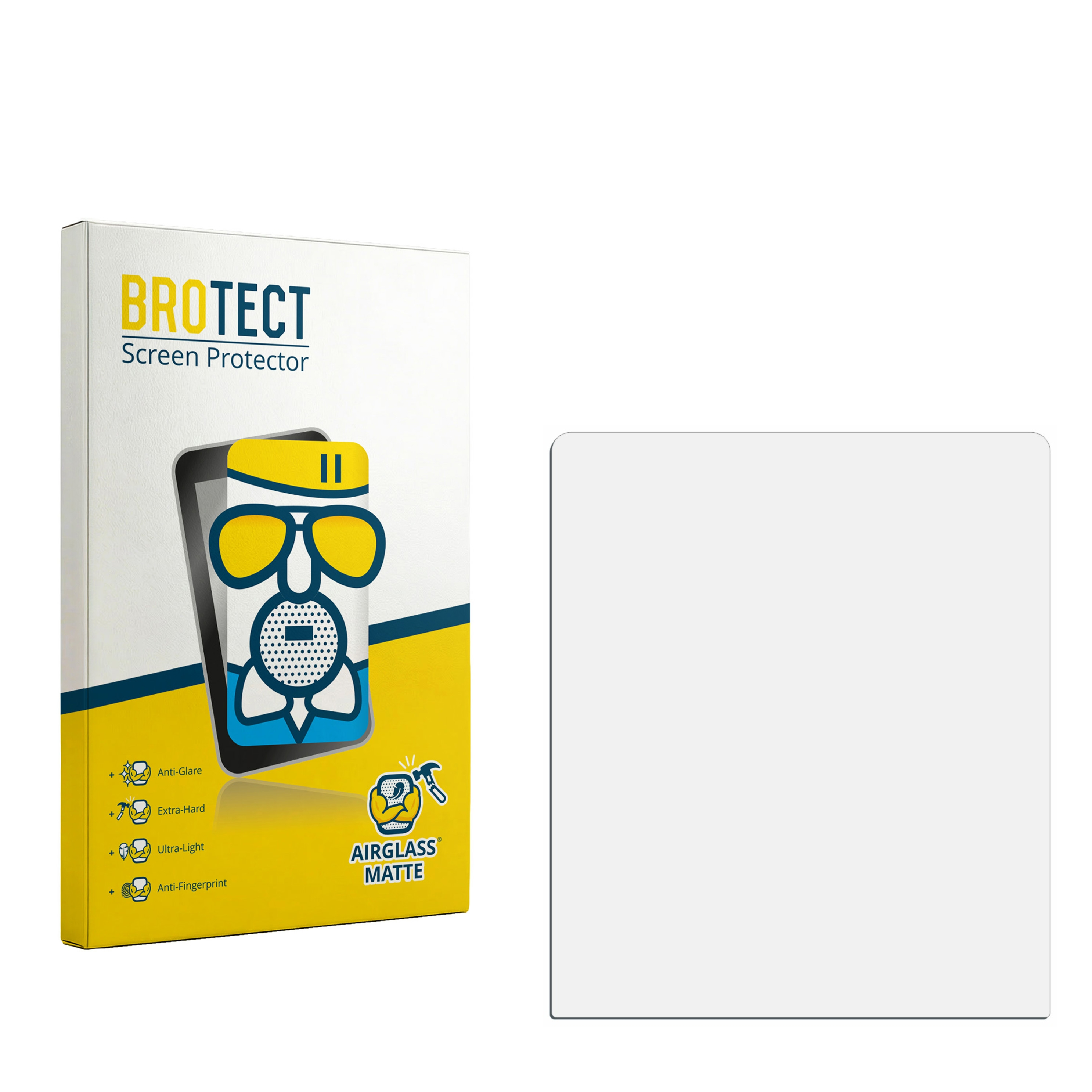 Verpackung für BROTECT Displayschutzfolie mit Darstellung eines stilisierten Gesichts.