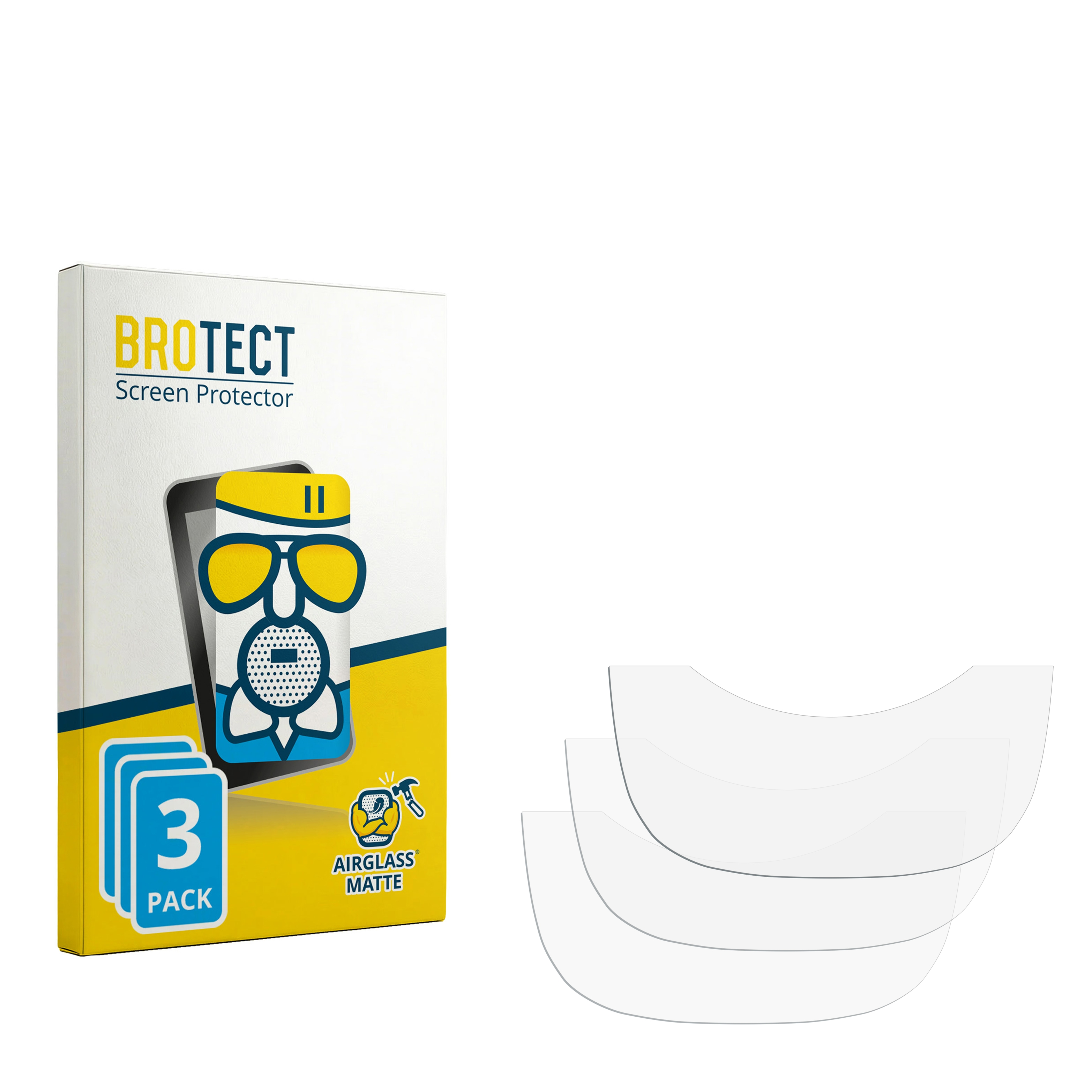 Verpackung für drei BROTECT Displayschutzfolien, matte Oberfläche.