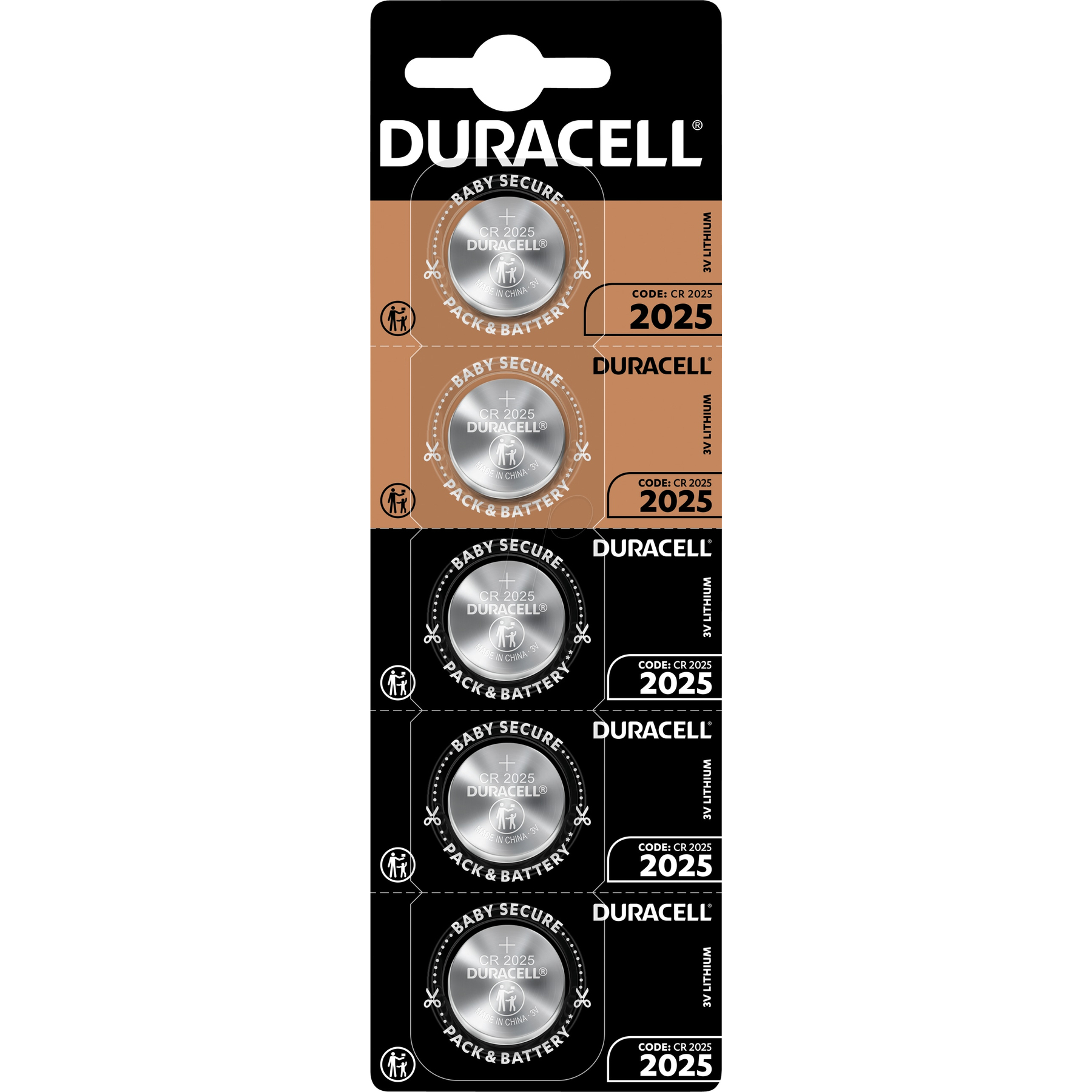 Duracell CR2025 Knopfzellen-Batterien, 3V Lithium, Baby Secure Pack.