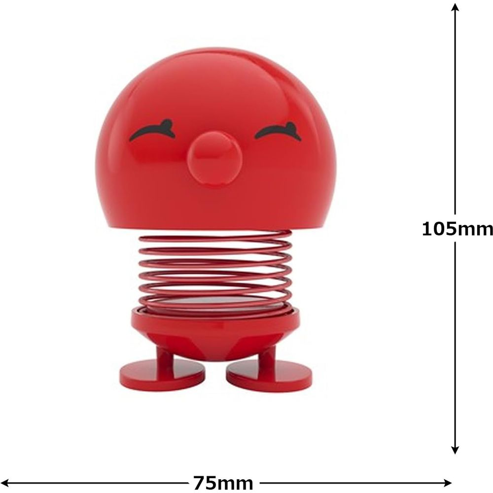 Roter Federkopf-Wackelfigur mit zwei Füßen, 105mm hoch, 75mm breit.