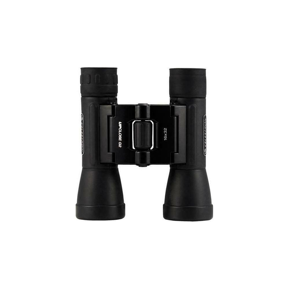 Binocolo nero Celestron UPCLOSE G2 16x32 su sfondo bianco.