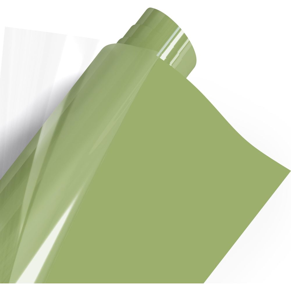 Eine aufgerollte hellgrüne Folie mit transparenten Akzenten auf weißem Hintergrund.