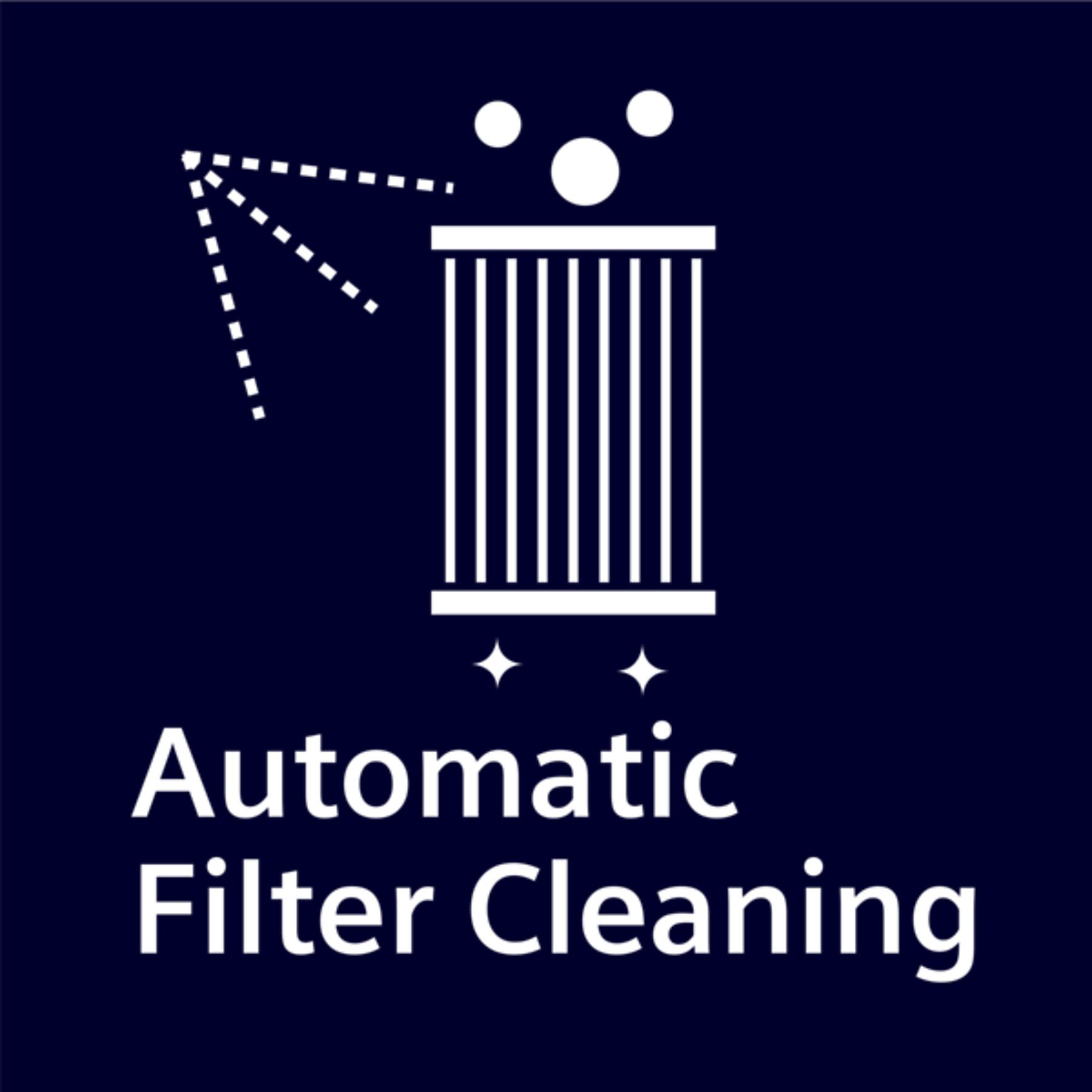 Otomatik Filtre Temizleme: Sprey ve yıldızları olan filtre ikonu.