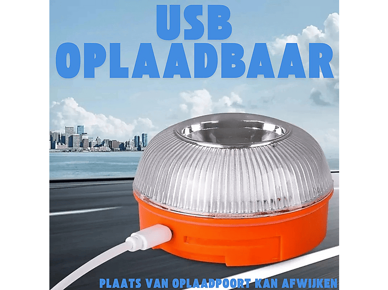 MAGIC SELECT Noodlamp V16 – DGT-goedgekeurd – Met Geolocatie – 360° Knipperend Oranje – Magnetische Voet – 3 AA-batterijen Inbegrepen – Voor Auto & Motor
