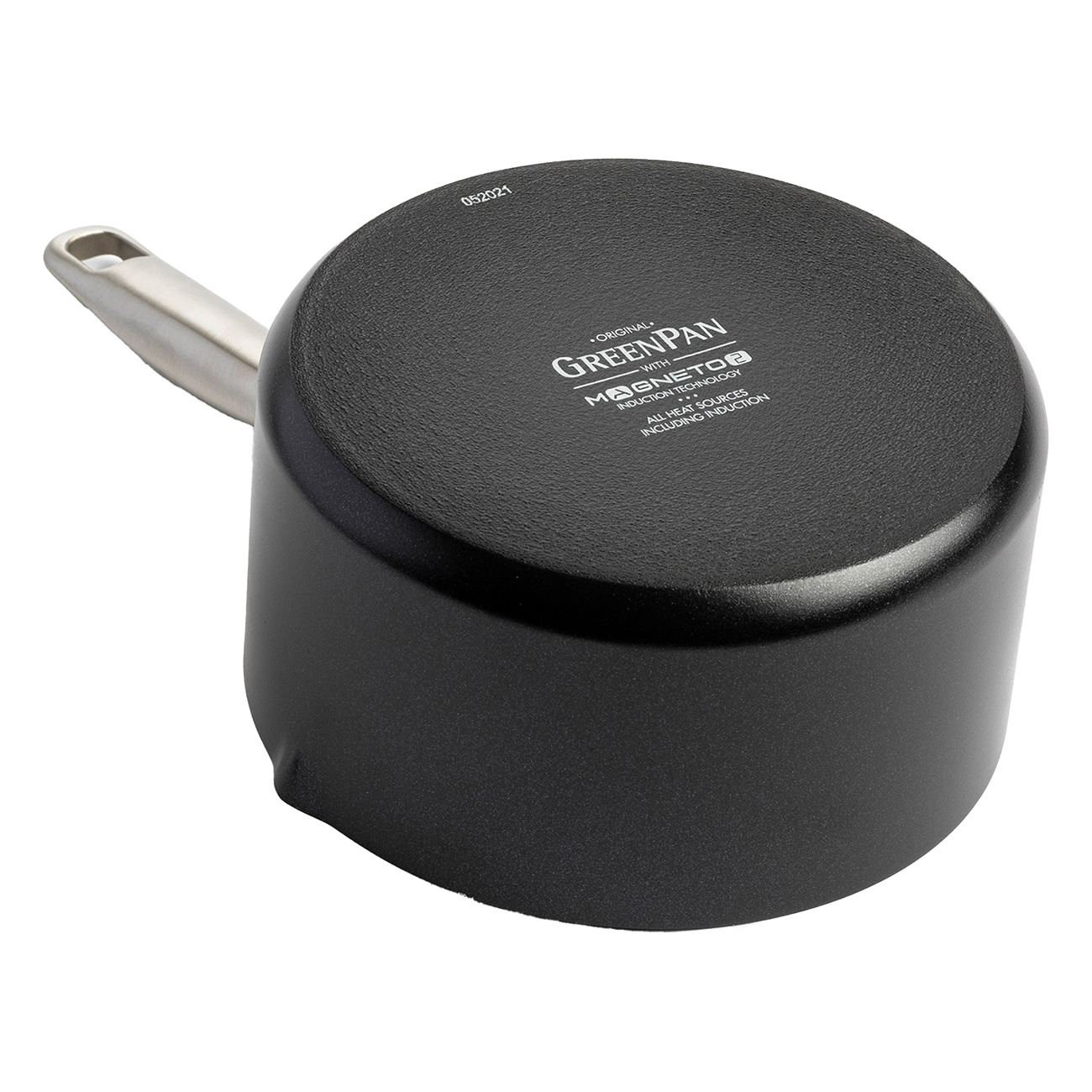 Schwarzer Kochtopf mit Metallgriff, Markenzeichen GreenPan Magneto