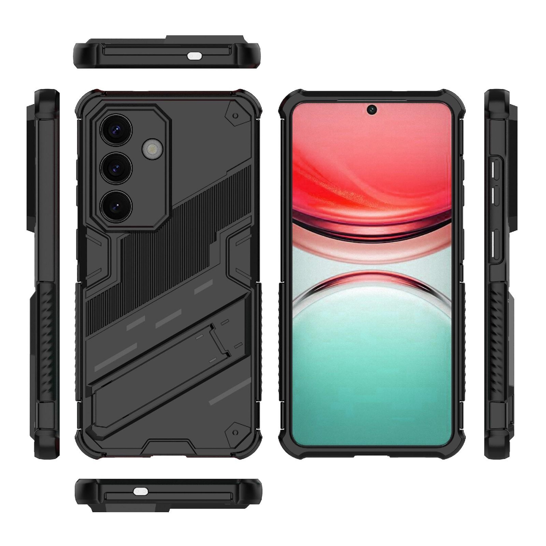 Juego de fundas de teléfono negras mostrado desde varios ángulos.