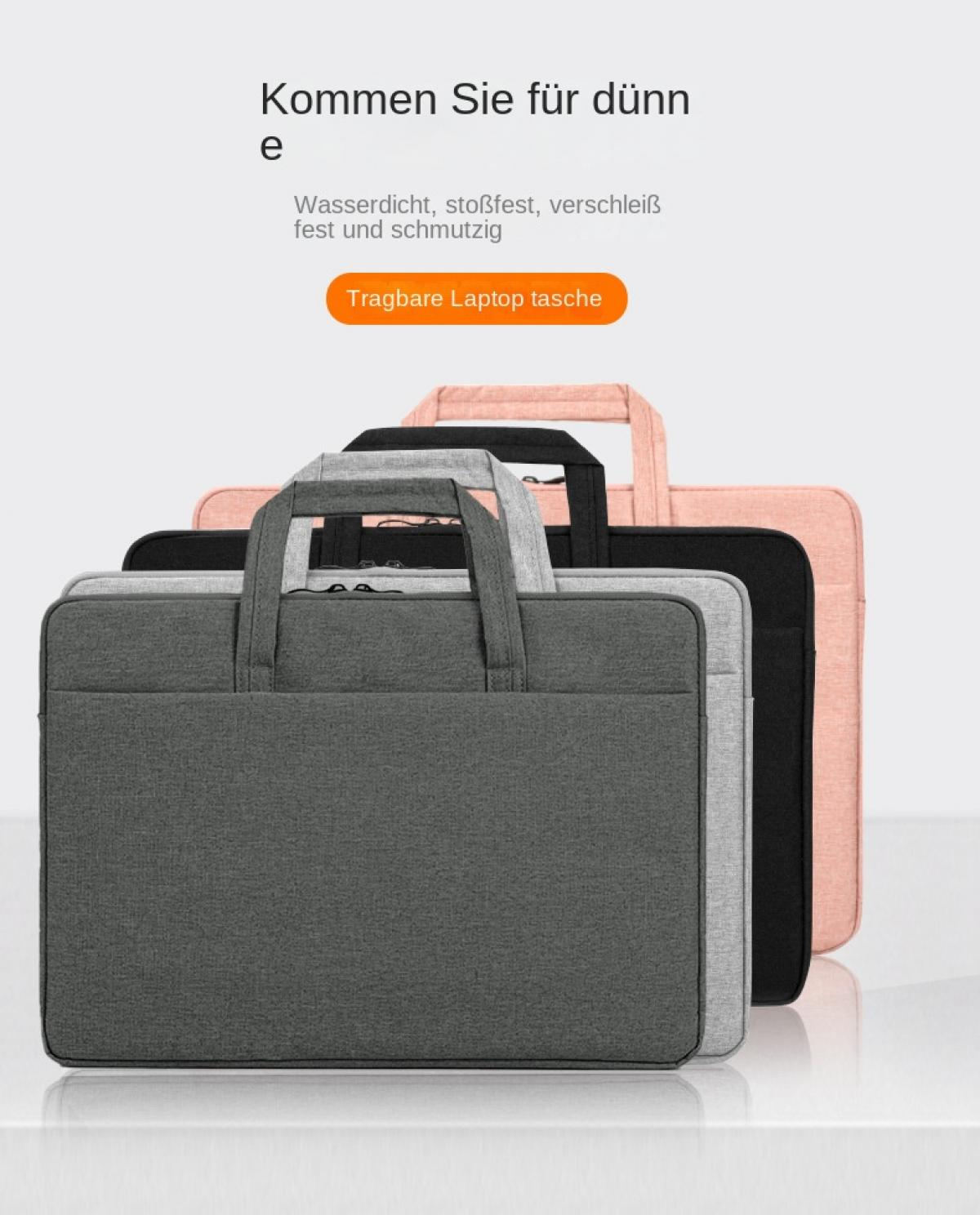 Drei Laptoptaschen in Grau, Schwarz und Rosa, wasserdicht und stoßfest.