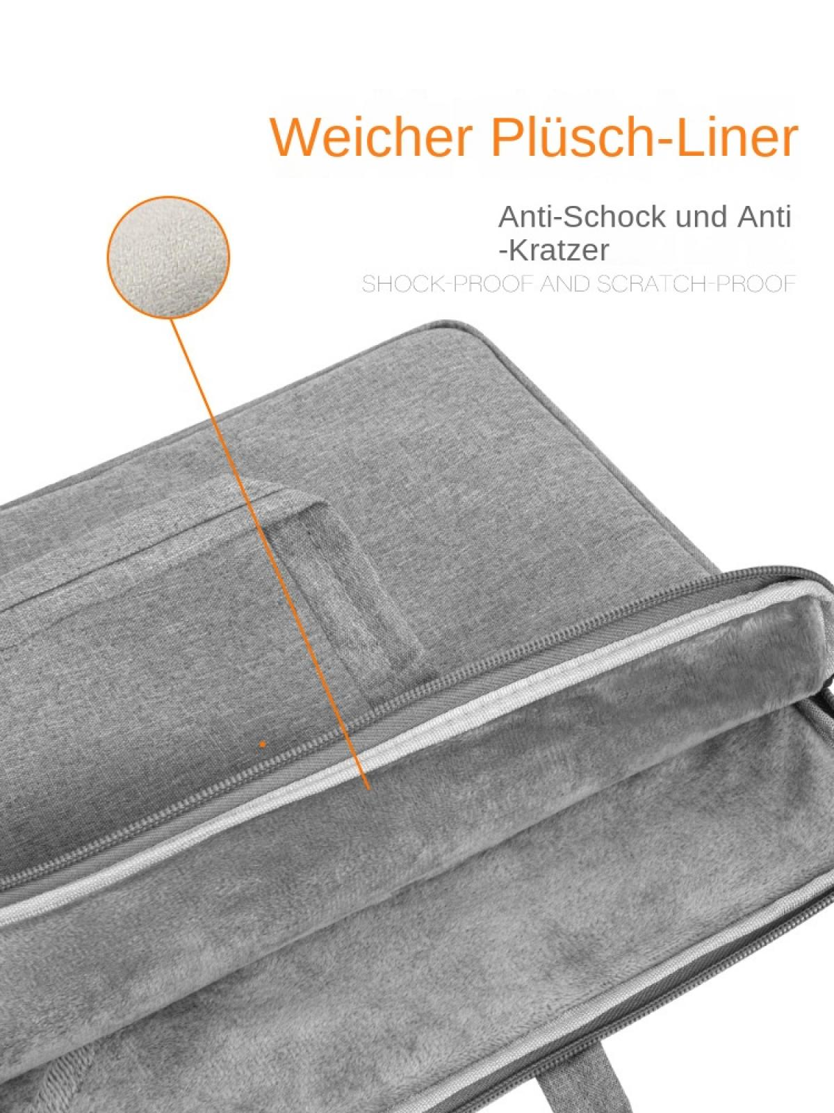 Grauer Laptop Sleeve mit weichem Futter, Stoß- und Kratzschutz.