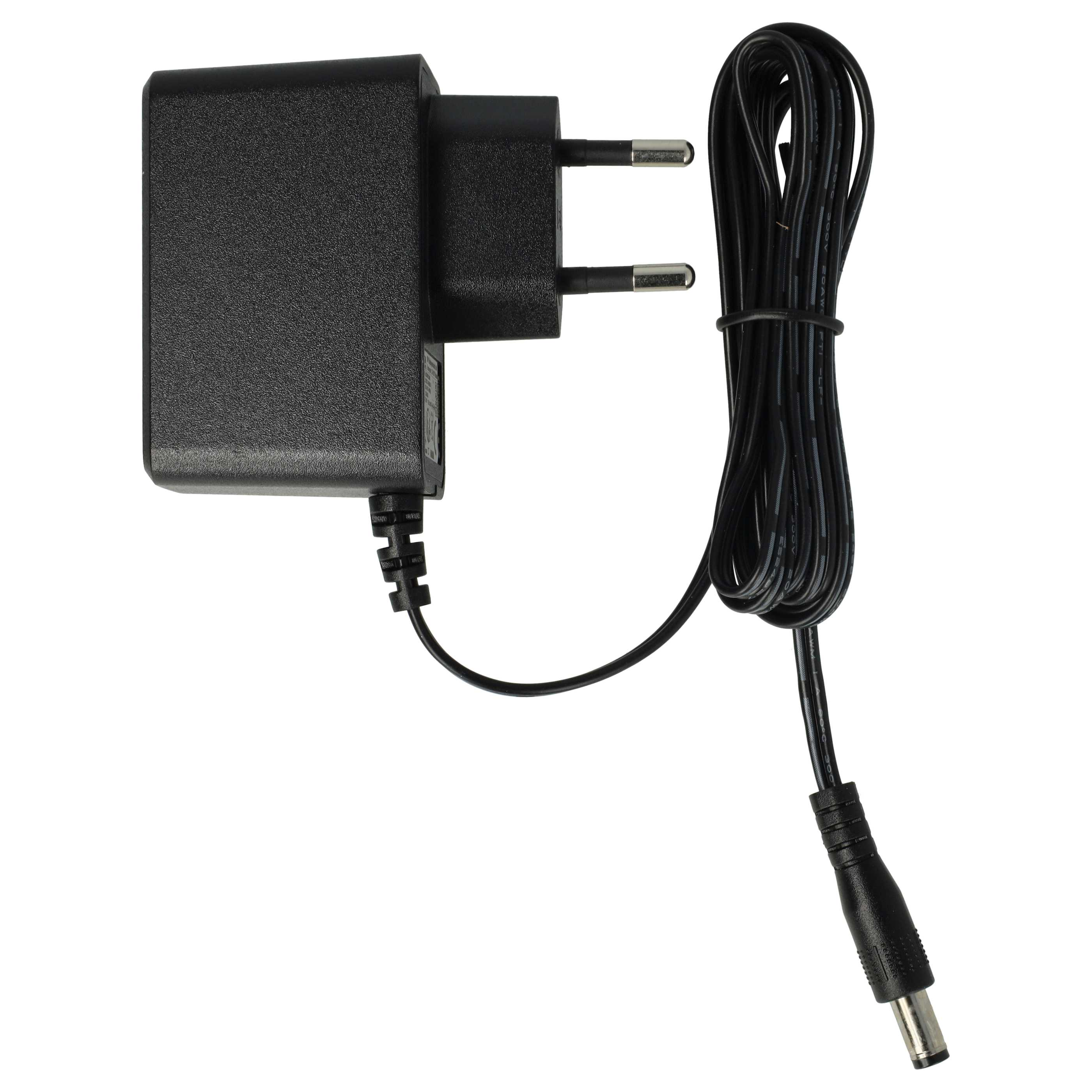 Ein schwarzes Netzteil mit Eurostecker und Kabel.