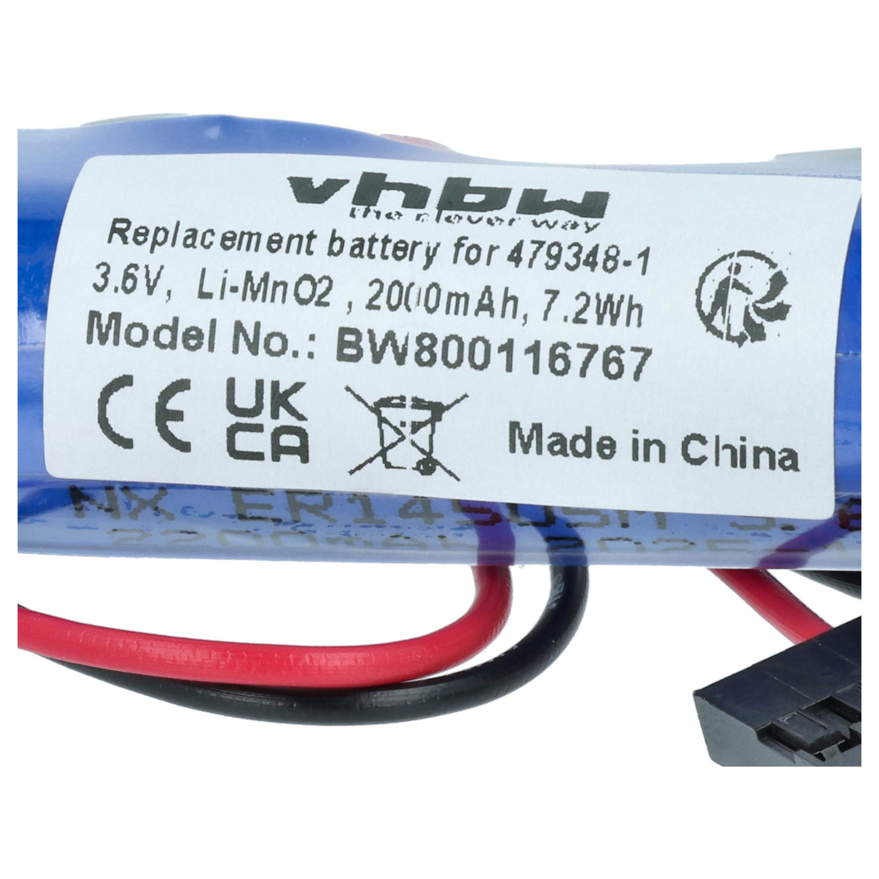3,6V Li-MnO2 Akku, 2000mAh, mit Kabeln und Stecker, Made in China.