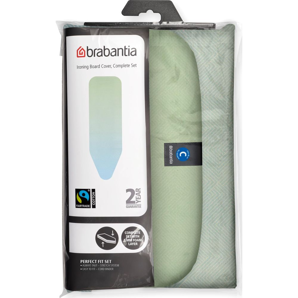 Brabantia Bügelbrettbezug-Set mit Fairtrade-Baumwolle, 2 Jahre Garantie, 8mm Schaumstoff.
