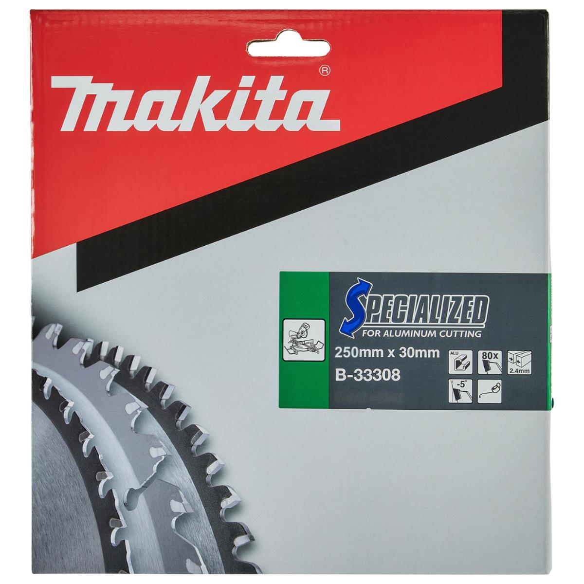 Makita-Verpackung mit Kreissägeblatt für Aluminium, 250mm x 30mm.