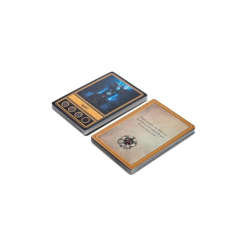 Due carte da gioco su sfondo bianco. Una carta mostra un dispositivo.