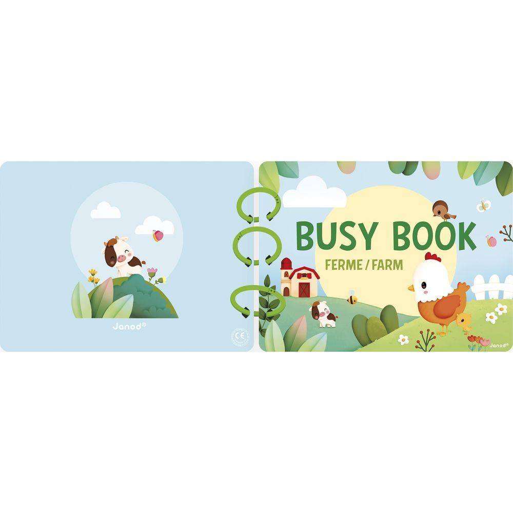 Una copertina di un libro per bambini con animali da fattoria e tema fattoria.