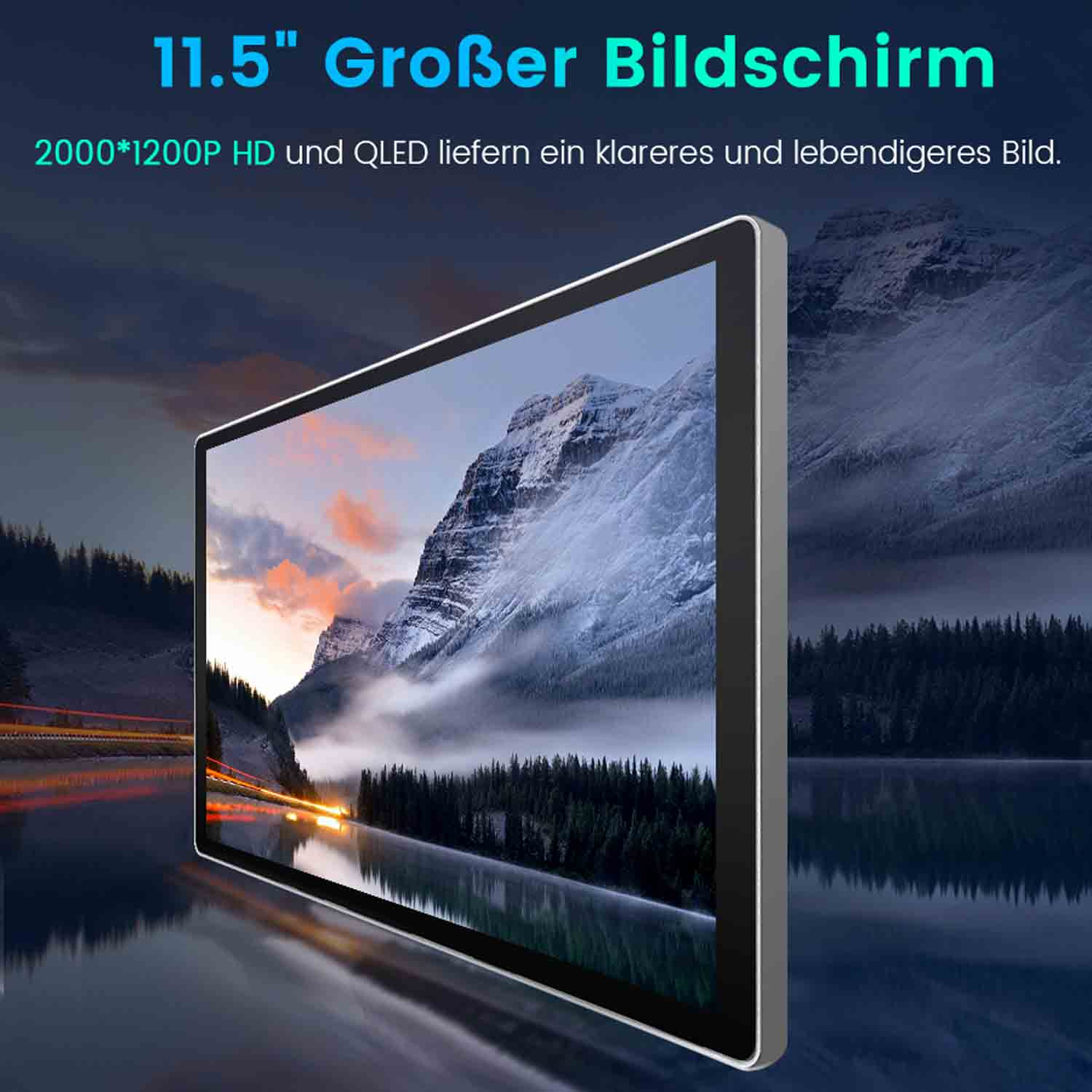 11,5-Zoll-Bildschirm mit 2000x1200 HD und QLED.