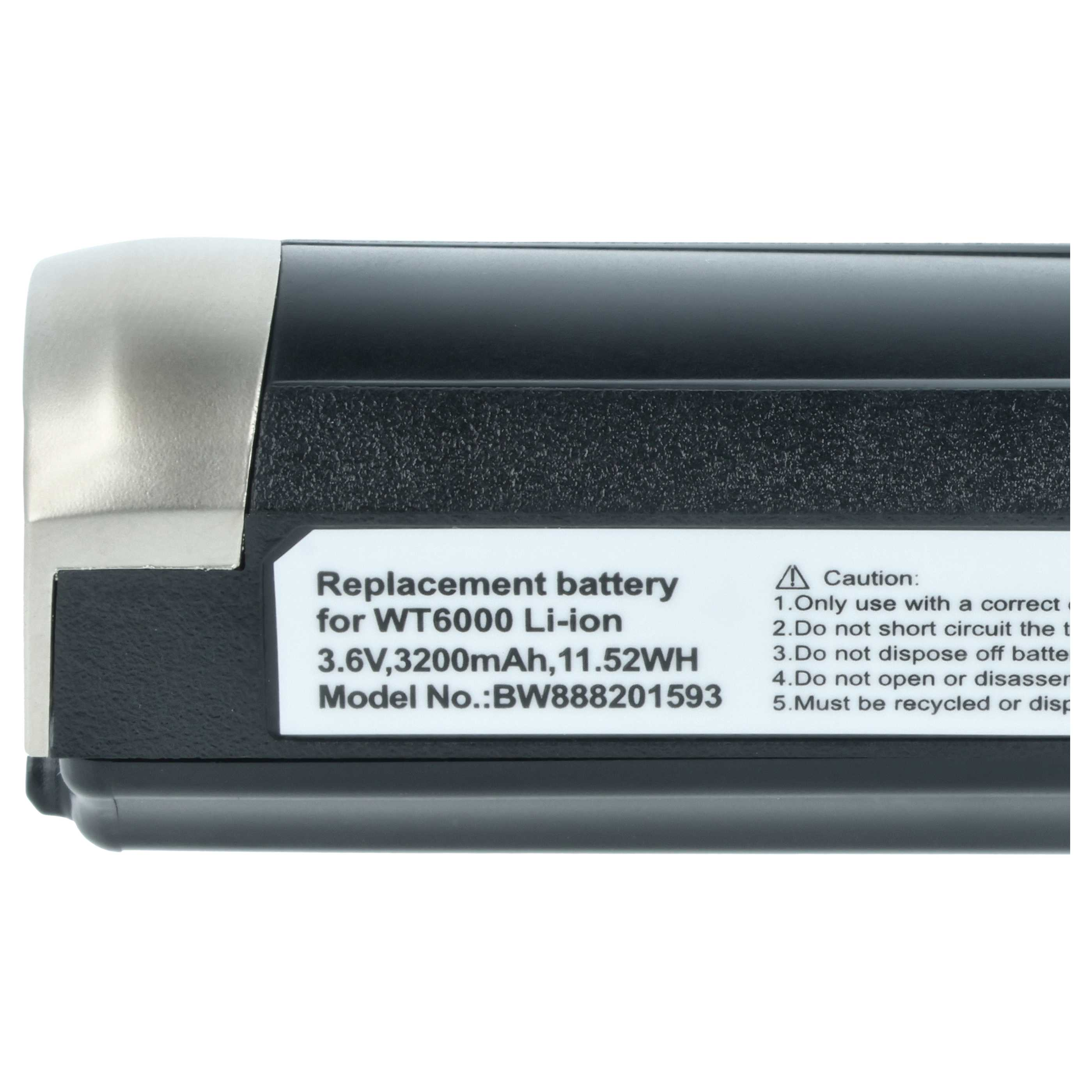 Schwarzer Ersatzakku für WT6000 Li-ion, 3,6V, 3200mAh, 11,52WH.
