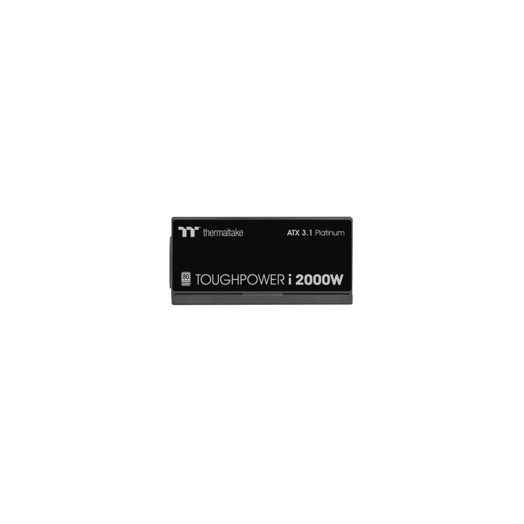 Schwarzes Thermaltake Netzteil mit ATX 3.1 Platinum und 2000W Leistung.