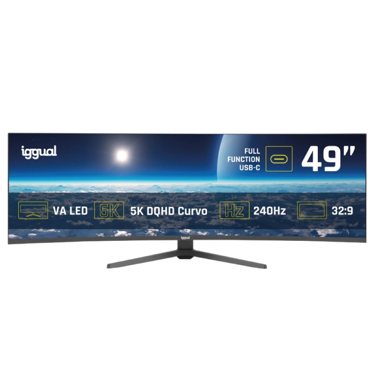 Un monitor curvo de 49 pulgadas, 5K DQHD con VA LED, 240Hz y USB-C.