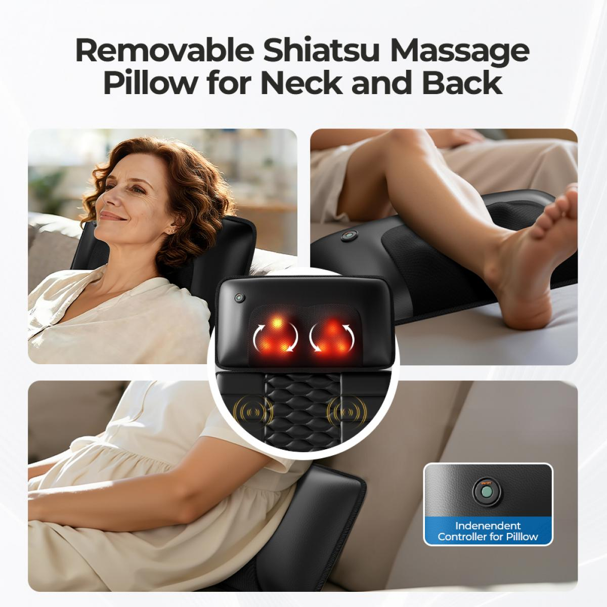 Massagekissen mit Shiatsu-Funktion für Nacken und Rücken.