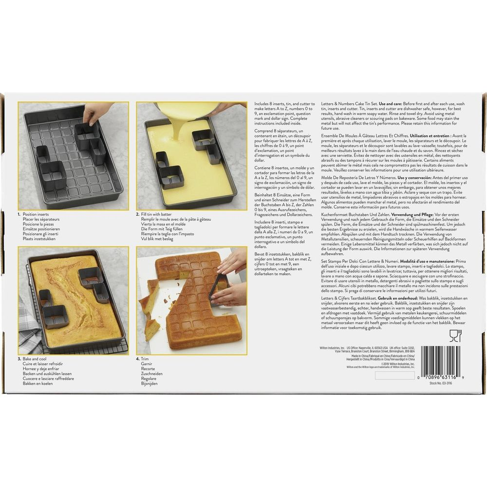 Backblech-Set mit Buchstaben und Zahlen, mit Einsätzen und Ausstecher.