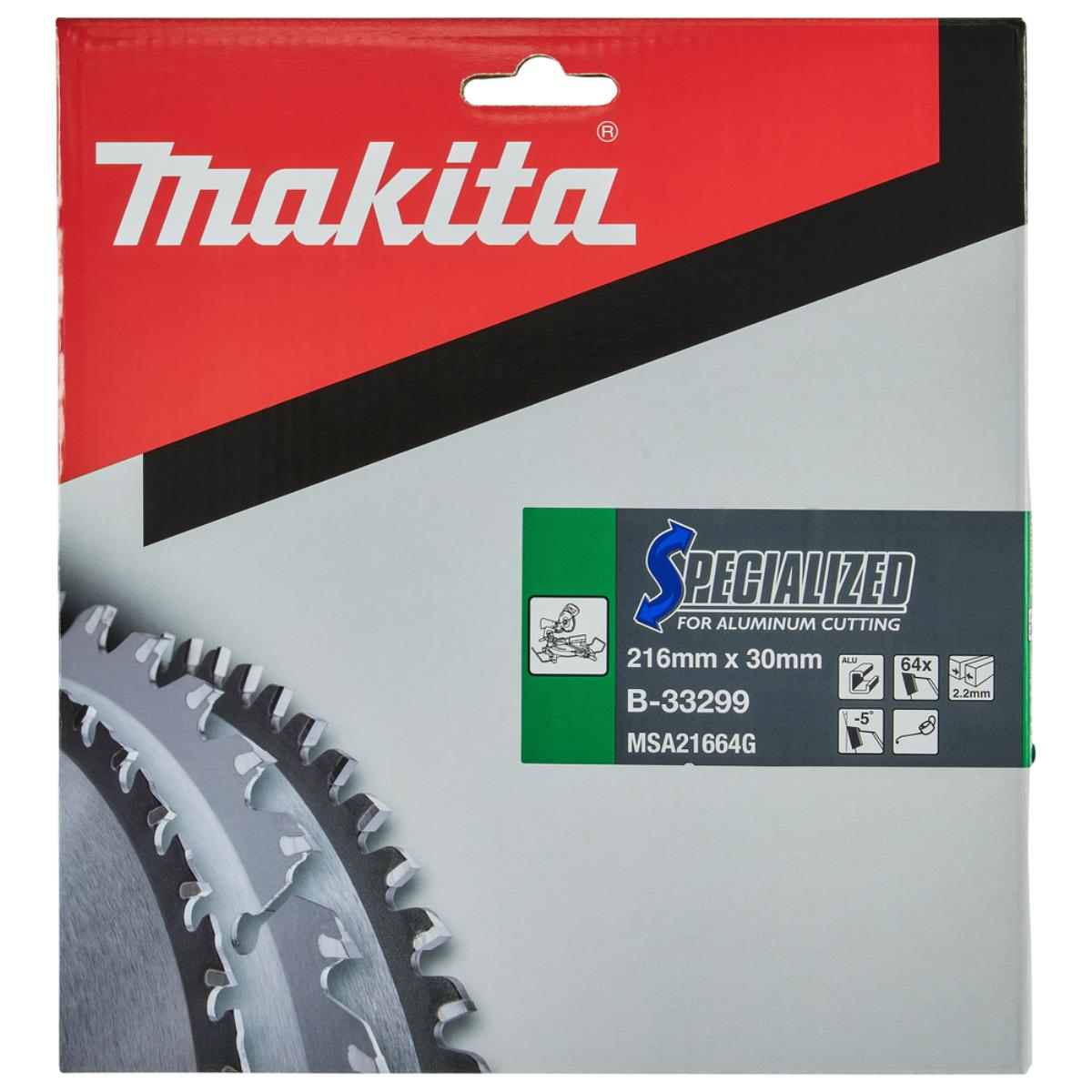 Makita-Verpackung für Sägeblatt, 216mm x 30mm, 64 Zähne, für Aluminium.