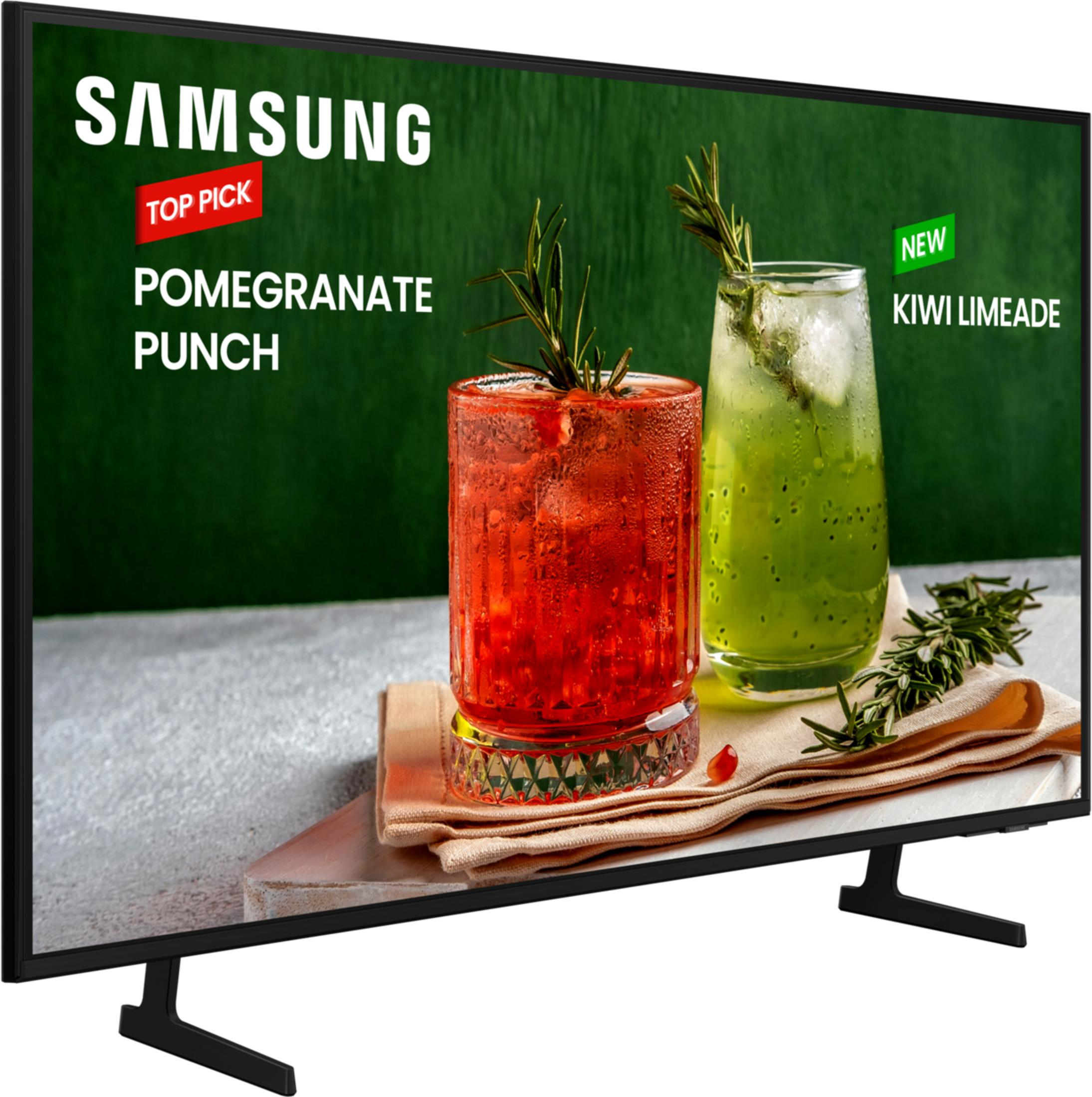Telewizor Samsung wyświetla dwa napoje: Pomegranate Punch i Kiwi Limeade.
