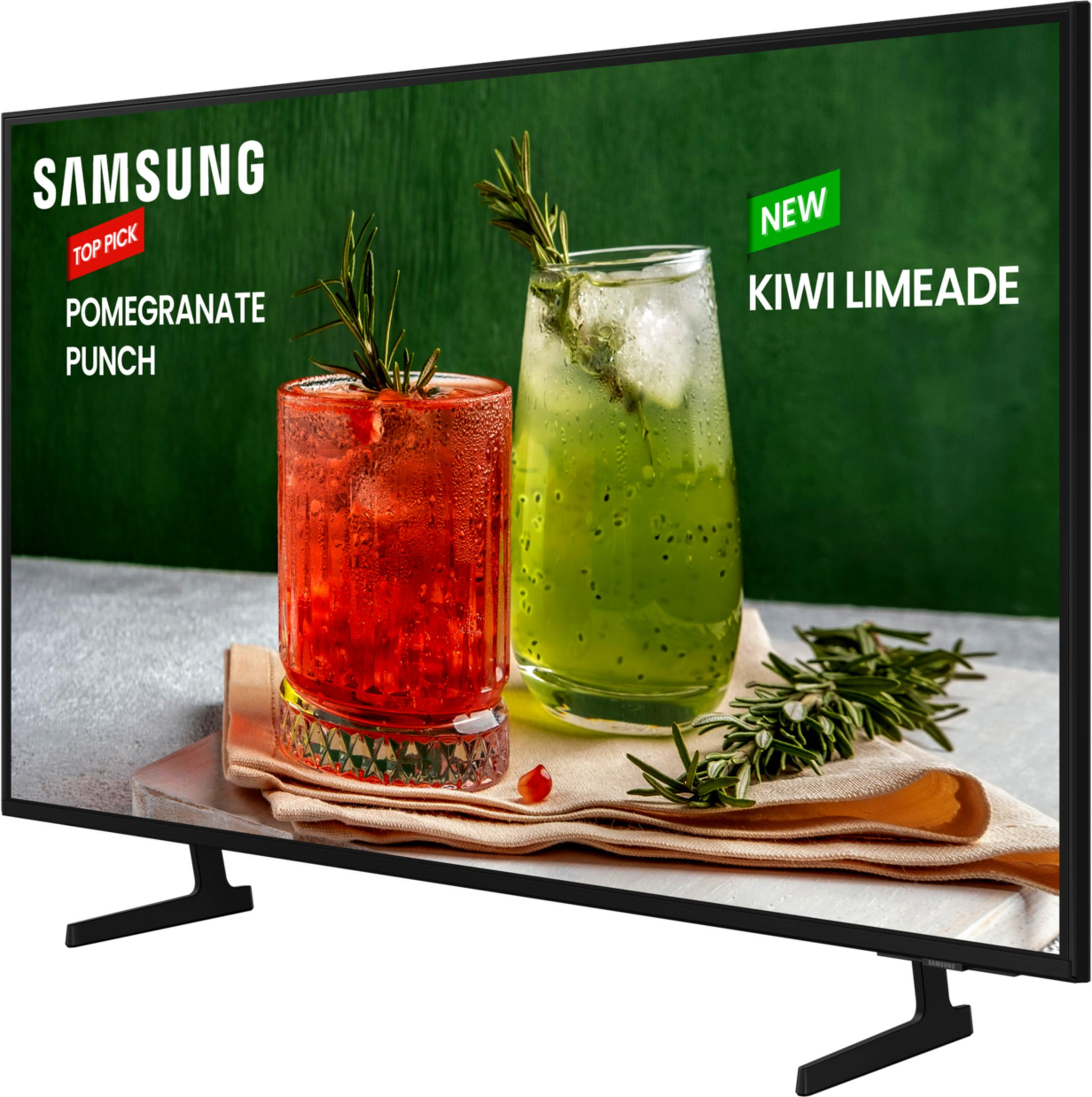 Telewizor Samsung wyświetla dwa napoje: Pomegranate Punch i Kiwi Limeade.