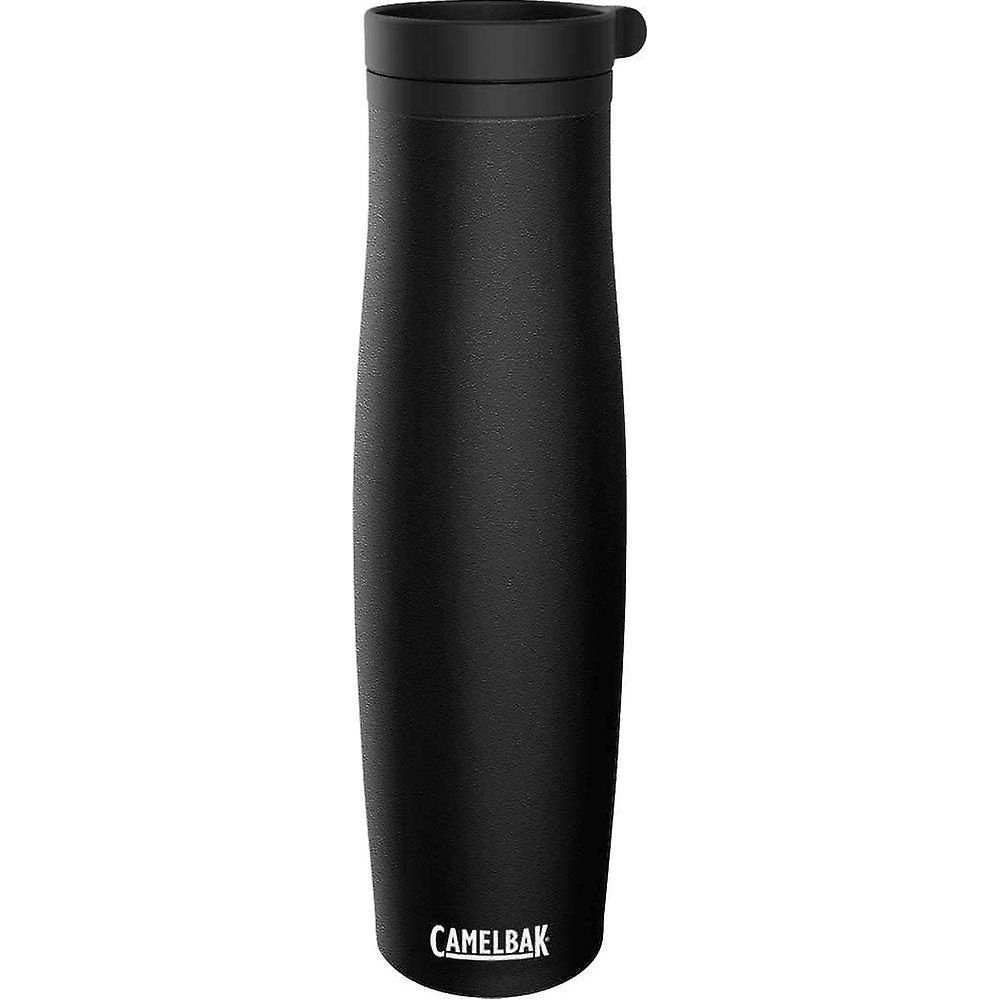 Eine schwarze Camelbak-Flasche mit Schraubverschluss und matter Oberfläche.