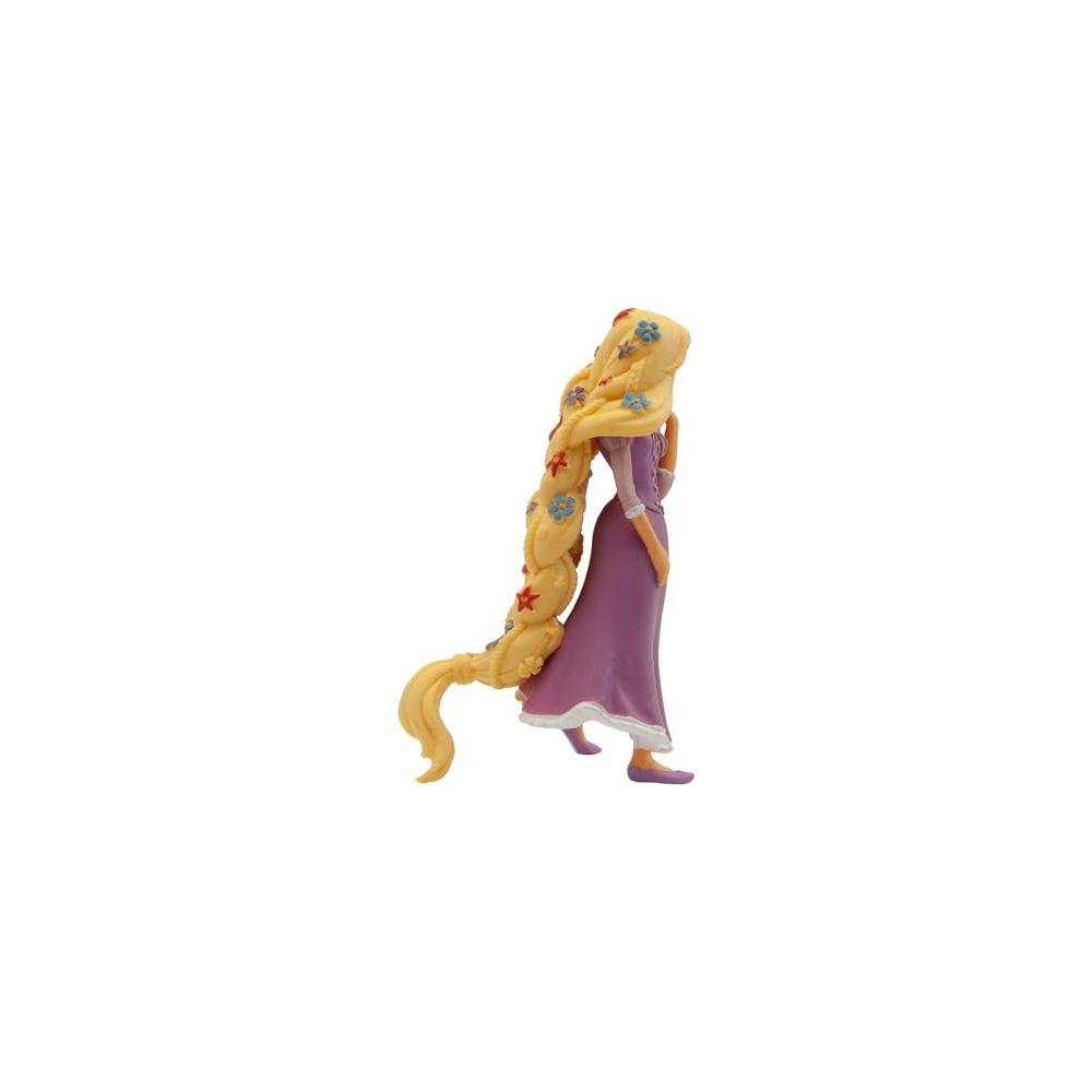 Figur von Rapunzel in lila Kleid mit langen blonden Haaren, verziert mit Blumen und Sternen.