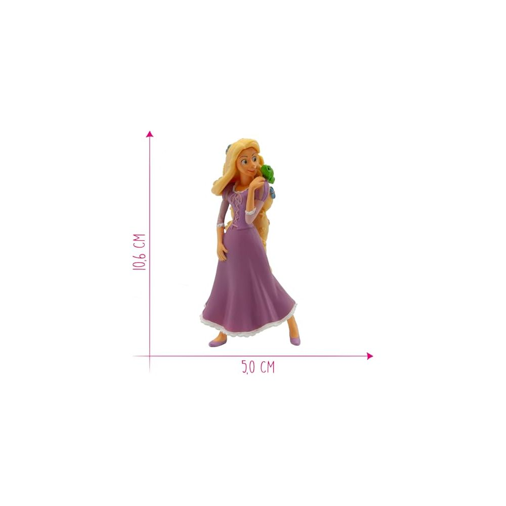 Figur von Rapunzel mit einem grünen Chamäleon auf der Schulter.