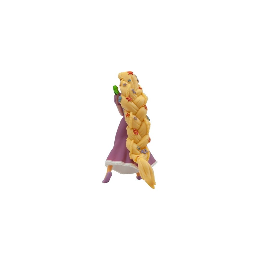 Rapunzel in lila Kleid mit langem, geflochtenem blondem Haar, weißer Rand