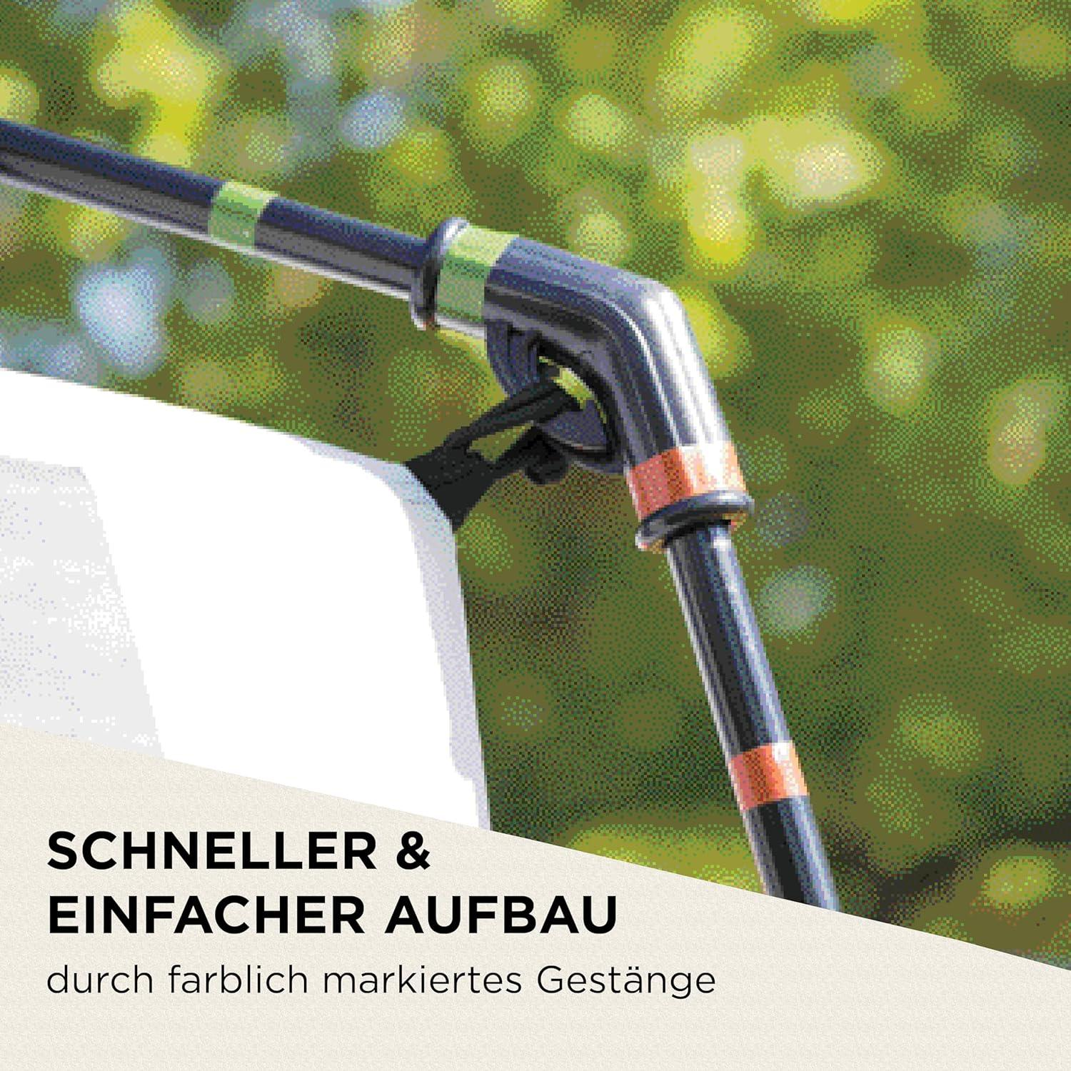 Gestänge mit farbigen Markierungen für schnellen Aufbau.