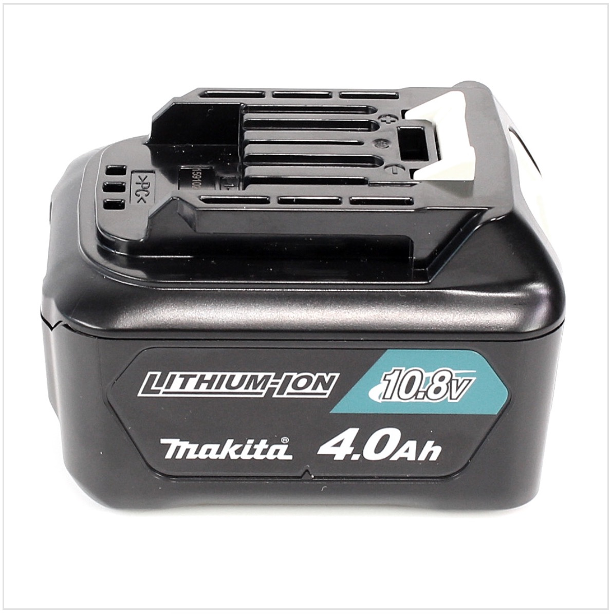 Schwarzer Makita Lithium-Ionen Akku mit 10,8V und 4,0Ah.