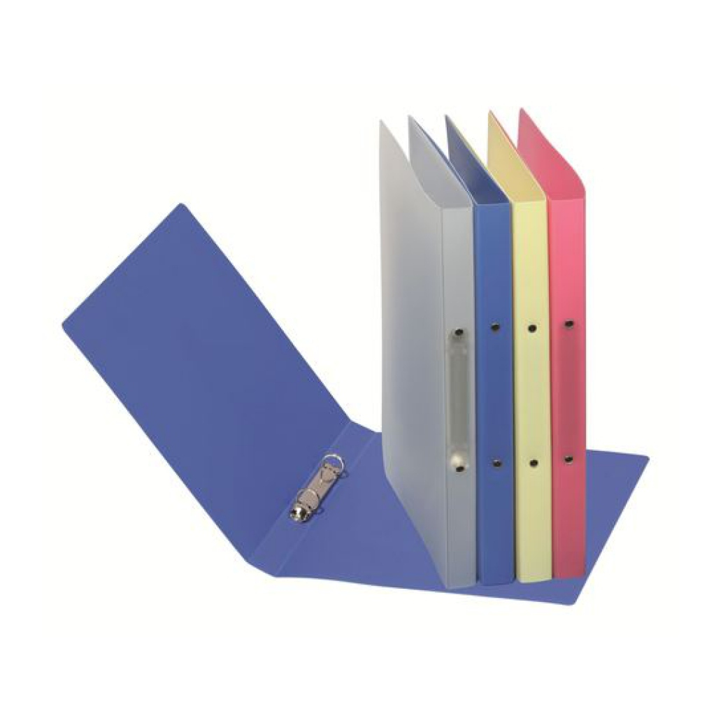 Ein blauer Ordner ist geöffnet und zeigt vier bunte Akten: grau, blau, gelb und pink.