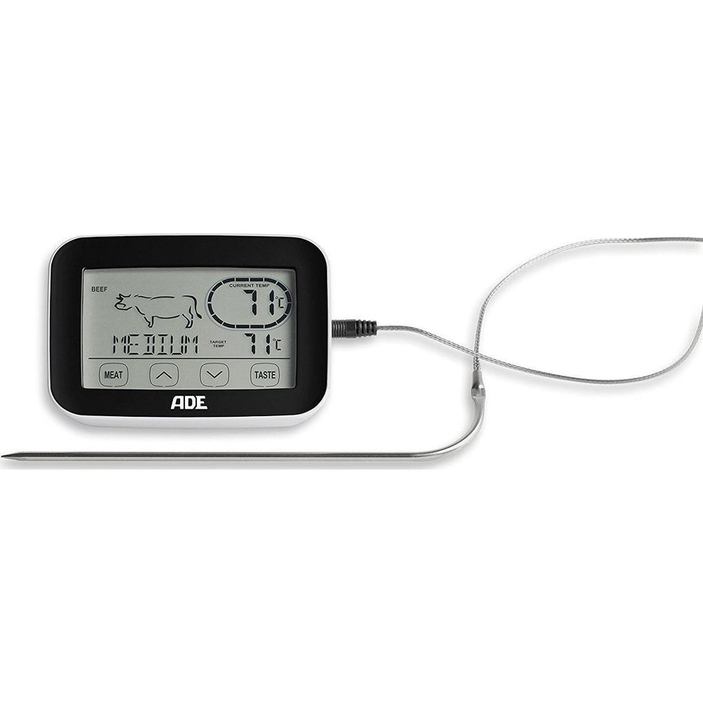 Termometro per carne ADE con display digitale che mostra manzo, medio e temperature.