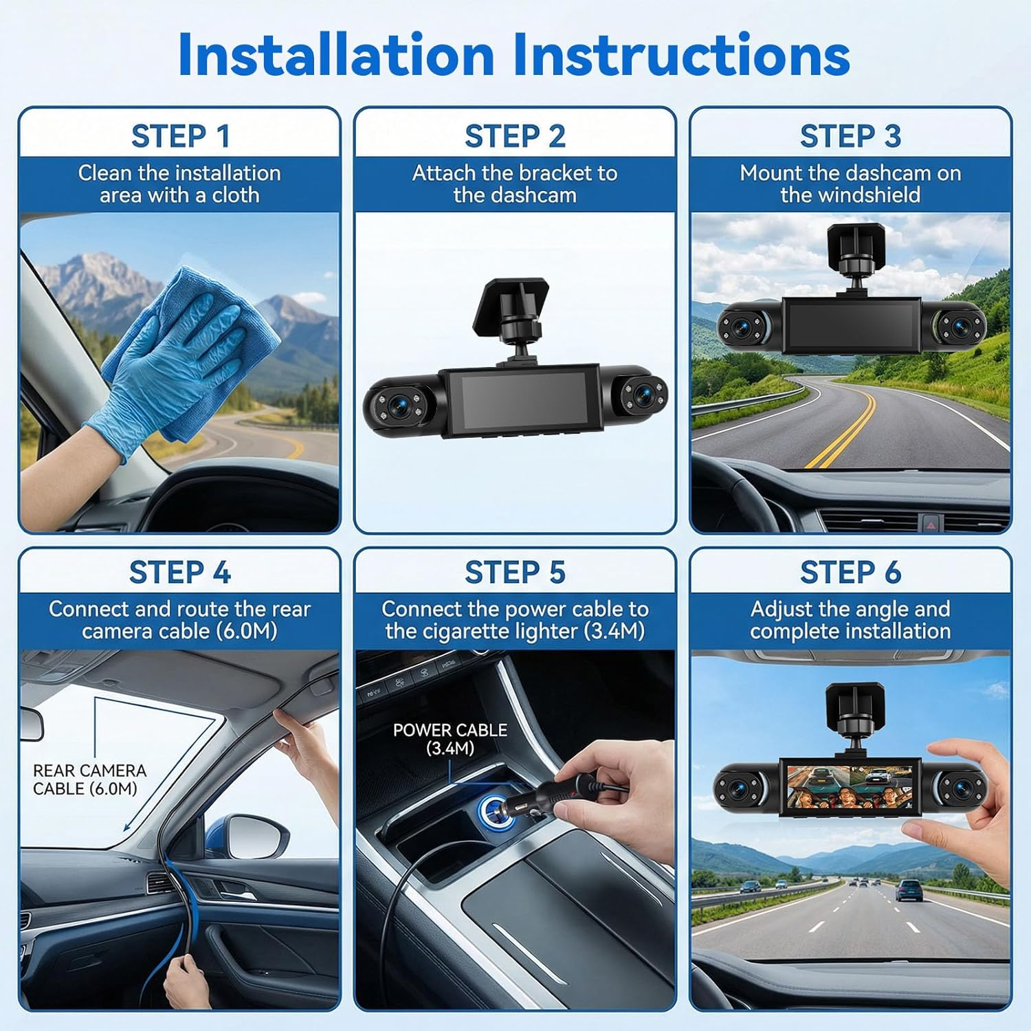 Schritt-für-Schritt-Anleitung zur Installation einer Autokamera.