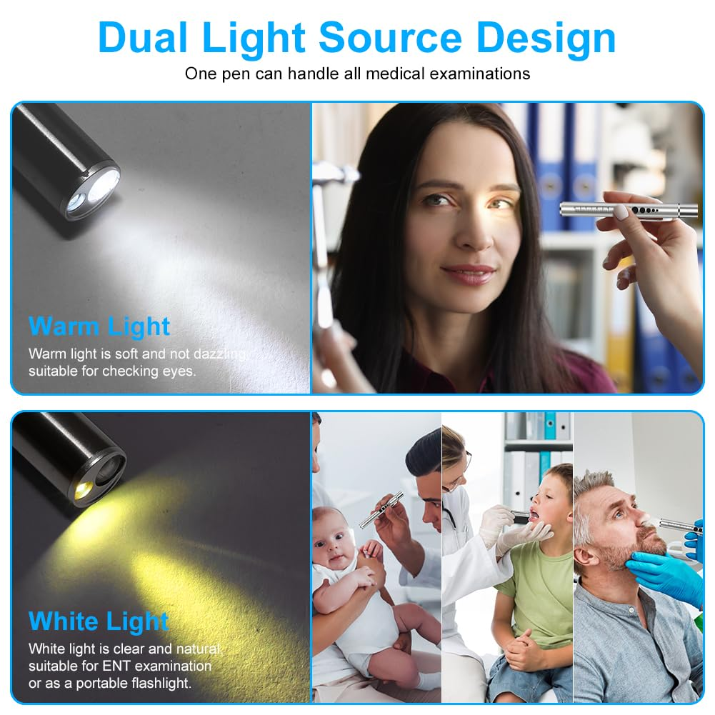Ein medizinischer Stift mit warmem und weißem Licht für Untersuchungen.