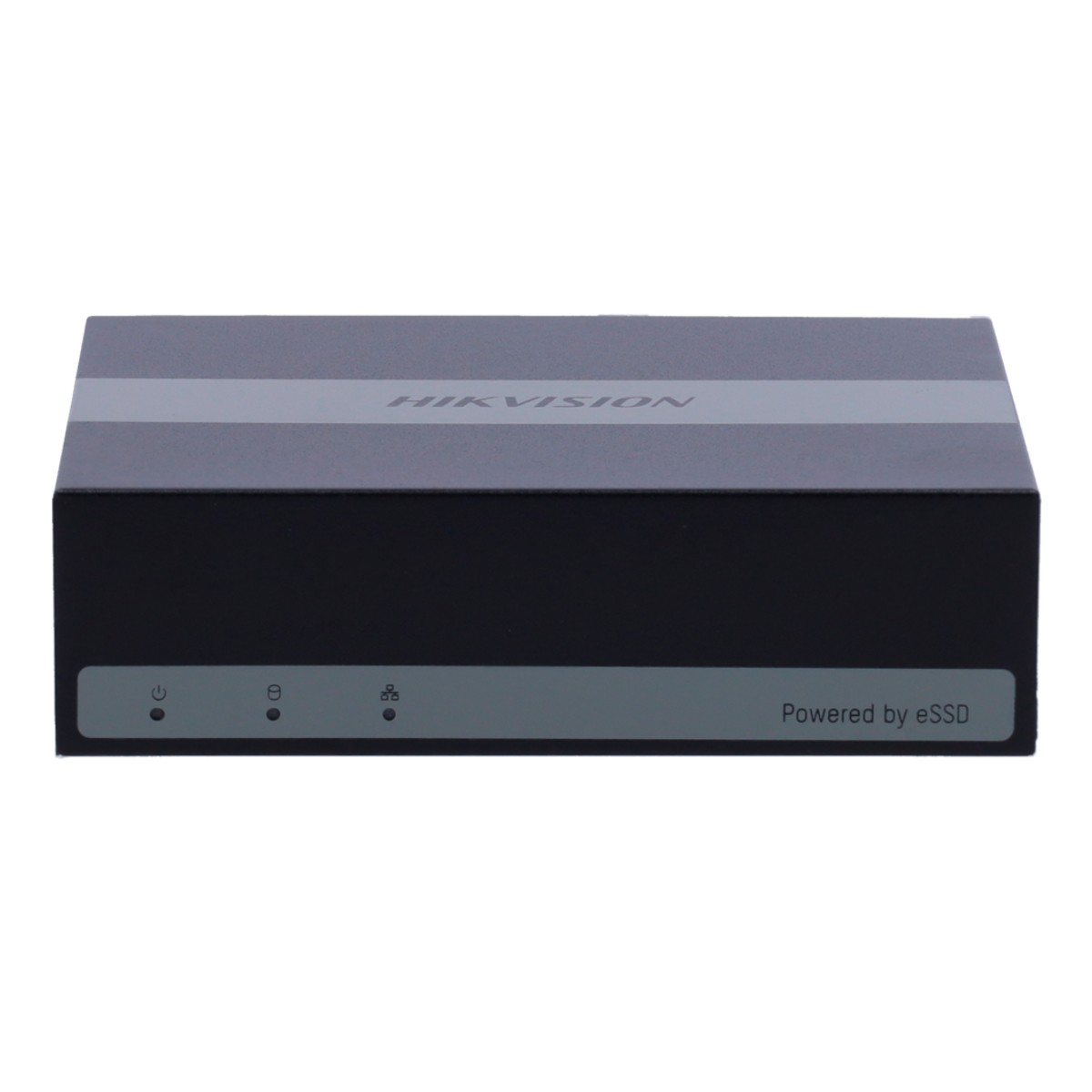 Dispositivo Hikvision nero con spie luminose e testo 'Powered by eSSD'.
