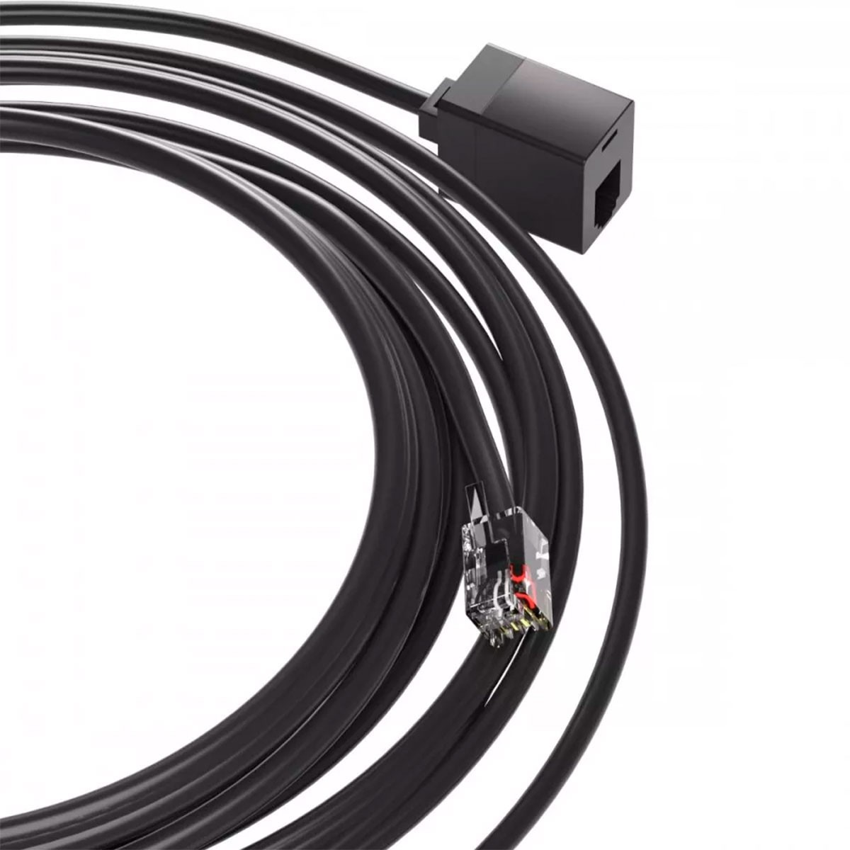 Cavo nero con connettore e presa RJ45.
