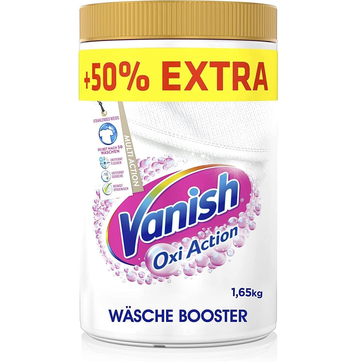 Vanish Oxi Action Wäsche Booster mit +50% Extra, 1,65kg, für strahlendes Weiß.