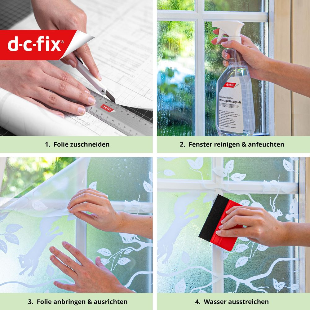 Schritt-für-Schritt-Anleitung zum Anbringen einer Fensterfolie.
