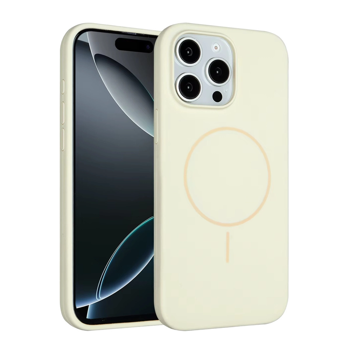 Kamera modülüne sahip açık bej iPhone.