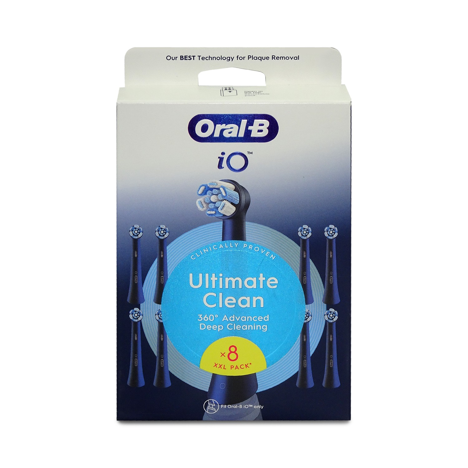 Główki szczoteczki Oral-B iO Ultimate Clean, opakowanie 8 szt. Zaawansowane czyszczenie 360°.